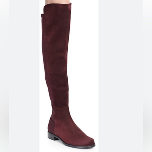 Stuart Weitzman 5050 Suede OverThe Knee Tall Boot Stretch Round Toe Burgundy 5.5 - Picture 1 of 16